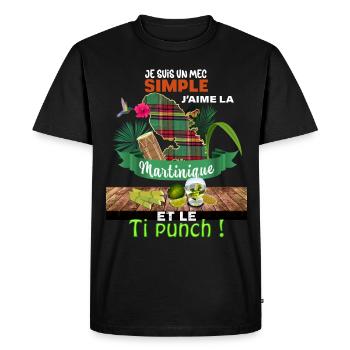 Martinique Sous Le Soleil Des Antilles Ti-Punch - T-shirt Premium bio Homme - noir - Devant - Nico (187cm)