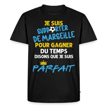 Marseille Supporter Foot Homme Et Enfant - T-shirt Premium bio Homme - noir - Devant - Nico (187cm)