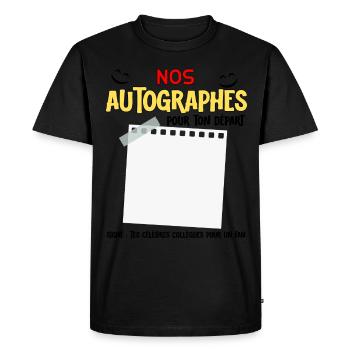 Départ Collègue Homme Retraite Mutation Autographe - T-shirt Premium bio Homme - noir - Devant - Nico (187cm)