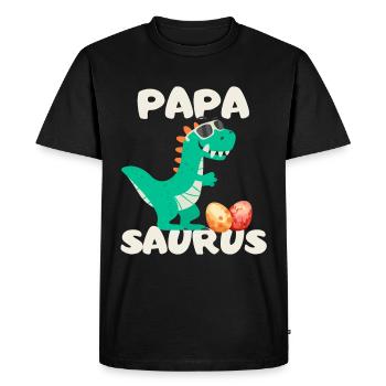 Father's Day Papa Saurus Dinosaur Family Funny - Men's Premium Organic T-Shirt - black - Front - Nico (187cm)