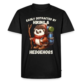 Hiking Hedgehog Hike Hiking Shoes Nature Cute - Men's Premium Organic T-Shirt - black - Front - Nico (187cm)