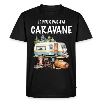 Caravane Homme Femme Papy Mamie Camping - T-shirt Premium bio Homme - noir - Devant - Nico (187cm)