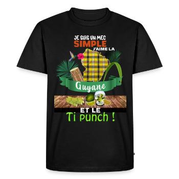 Guyane Homme Madras Rhum Ti Punch Mojito - T-shirt Premium bio Homme - noir - Devant - Nico (187cm)