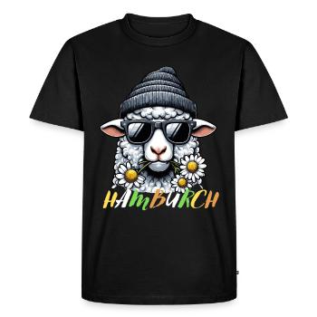 Hambourg Hamburch Moutons Ville Hanséatique Côte Mer du Nord - T-shirt Premium bio Homme - noir - Devant - Nico (187cm)