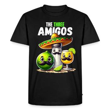 Three Amigos Tequila Lime Salt Mexico Funny - Men's Premium Organic T-Shirt - black - Front - Nico (187cm)