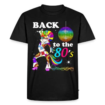Generation 80s Vintage Unicorn - Men's Premium Organic T-Shirt - black - Front - Nico (187cm)