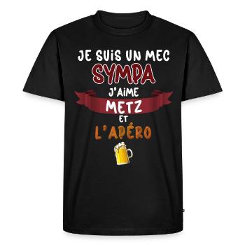 Metz Foot Homme Papa Papy Apéro Bière - T-shirt Premium bio Homme - noir - Devant - Nico (187cm)