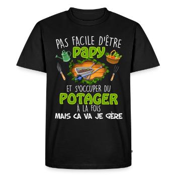 Papy Jardinier Et Potager Il Gère Fête Grand-pères - T-shirt Premium bio Homme - noir - Devant - Nico (187cm)