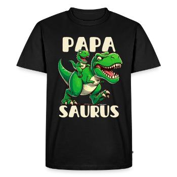 Papa Saurus Fête des Pères Dinosaure T-Rex Papa Drôle - T-shirt Premium bio Homme - noir - Devant - Nico (187cm)
