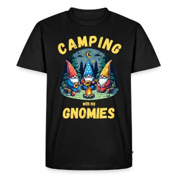 Camping Garden Gnomes Campsite Campfire Fun - Men's Premium Organic T-Shirt - black - Front - Nico (187cm)