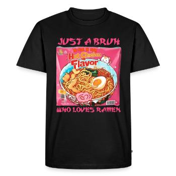Just A Bruh Who Loves Ramen Cat Instant Noodles - Men's Premium Organic T-Shirt - black - Front - Nico (187cm)