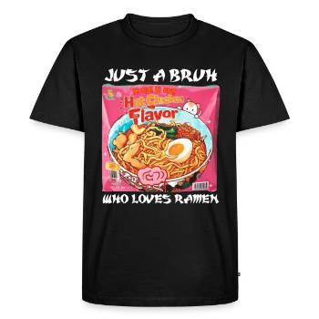 Just A Bruh Who Loves Ramen Instant Noodles - Men's Premium Organic T-Shirt - black - Front - Nico (187cm)