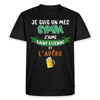 Saint Etienne Mec Sympa Stéphanois Bière Foot - T-shirt Premium bio Homme - noir - Devant - Nico (187cm)