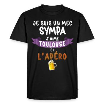 Toulouse Mec Sympa Homme Apéro Bière Foot - T-shirt Premium bio Homme - noir - Devant - Nico (187cm)