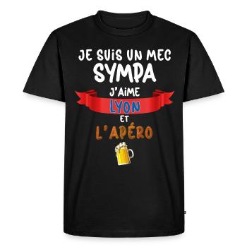 Lyon Homme Foot Apéro Bière Supporter Match - T-shirt Premium bio Homme - noir - Devant - Nico (187cm)