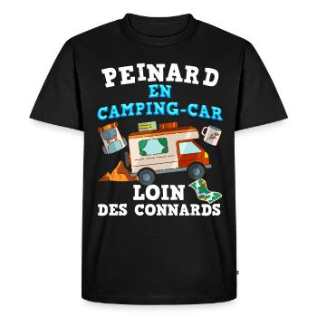 Homme Camping Car Humour Peinard Loin Des Connards - T-shirt Premium bio Homme - noir - Devant - Nico (187cm)
