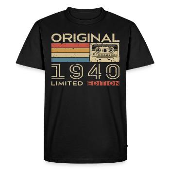 Cadeau Anniversaire 1940 Rétro 1940 - Vintage 1940 - T-shirt Premium bio Homme - noir - Devant - Nico (187cm)