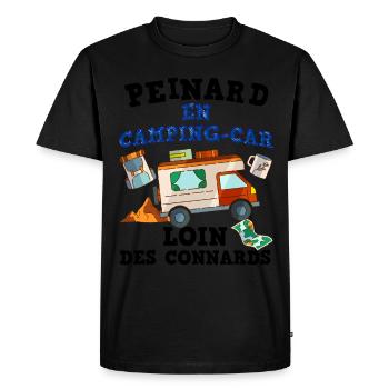 Homme Camping Car Rando Peinard Loin Des Connards - T-shirt Premium bio Homme - noir - Devant - Nico (187cm)