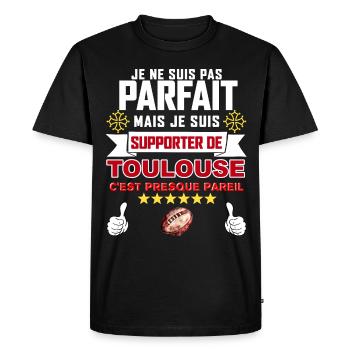 Homme Rugby France Toulouse 6 Etoiles Stade - T-shirt Premium bio Homme - noir - Devant - Nico (187cm)