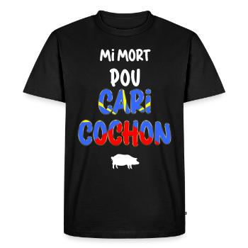 Drapeau Ile La Reunion Cuisine Creole Cari Cochon - T-shirt Premium bio Homme - noir - Devant - Nico (187cm)