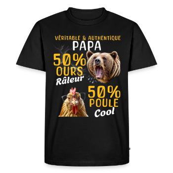 Super Cadeau Papa Ours Râleur Et Papa Poule Cool - T-shirt Premium bio Homme - noir - Devant - Nico (187cm)