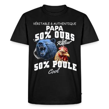 Unique Daddy Hybrid Bear Complaining Daddy Hen Cool - Men's Premium Organic T-Shirt - black - Front - Nico (187cm)
