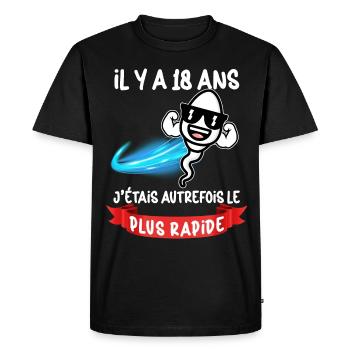 Il Y A 18 Ans J'Etais Le Plus Rapide Anniversaire - T-shirt Premium bio Homme - noir - Devant - Nico (187cm)
