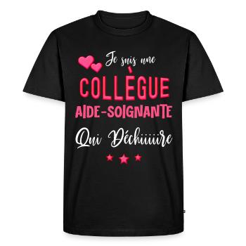 Collègue De Travail Aide Soignante Qui Déchire - T-shirt Premium bio Homme - noir - Devant - Nico (187cm)