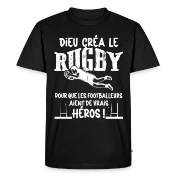 Rugby sport that comes from heaven humor man child - Men's Premium Organic T-Shirt - black - Front - Nico (187cm)