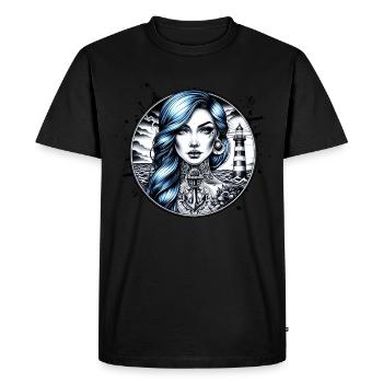 Hope Tattoo Design avec ancre Retro Maritime - T-shirt Premium bio Homme - noir - Devant - Nico (187cm)