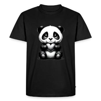 Drôle mignon Panda Coeur Amour Panda Motifs - T-shirt Premium bio Homme - noir - Devant - Nico (187cm)