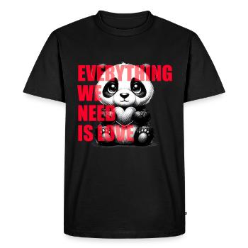 Funny Cute Panda Heart Love Panda Motifs - Men's Premium Organic T-Shirt - black - Front - Nico (187cm)