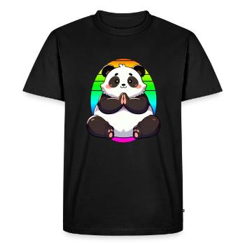 Panda Yoga Motif Panda Mignon - T-shirt Premium bio Homme - noir - Devant - Nico (187cm)