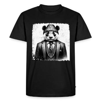 Vieux panda en tant que motifs de panda gangster - T-shirt Premium bio Homme - noir - Devant - Nico (187cm)