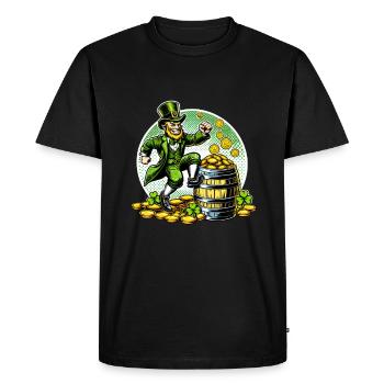 Saint-Patrick Design Humoristique Dansant Leprechaun - T-shirt Premium bio Homme - noir - Devant - Nico (187cm)