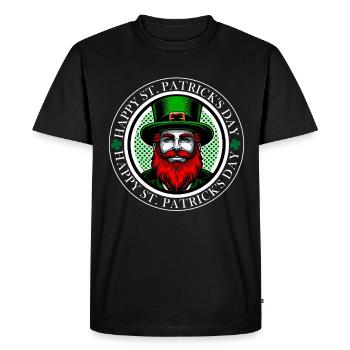 Happy St. Patrick's Day Design Leprechaun with Hat - Men's Premium Organic T-Shirt - black - Front - Nico (187cm)