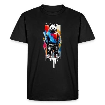 Panda Panda à capuche très cool - T-shirt Premium bio Homme - noir - Devant - Nico (187cm)