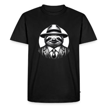 Portrait de paresseux drôle en costume de gangster - T-shirt Premium bio Homme - noir - Devant - Nico (187cm)