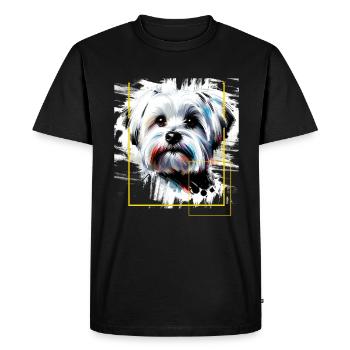 Sucré maltais - Art animalier Animal maltais - T-shirt Premium bio Homme - noir - Devant - Nico (187cm)