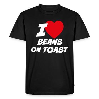 I Love Beans on Toast - Men's Premium Organic T-Shirt - black - Front - Nico (187cm)