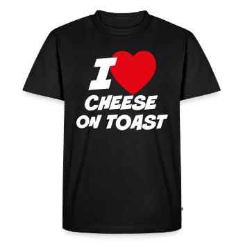 I Love Cheese on Toast - Men's Premium Organic T-Shirt - black - Front - Nico (187cm)