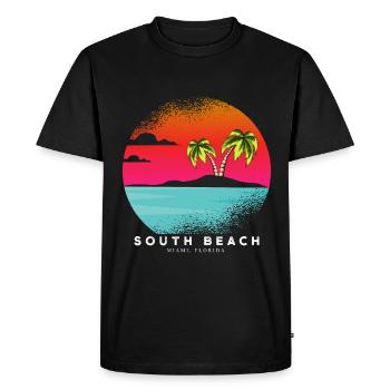 Miami Floride South Beach Vacances d’été - T-shirt Premium bio Homme - noir - Devant - Nico (187cm)