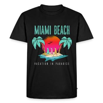 Vacances à Miami - Florida Palm Sea - T-shirt Premium bio Homme - noir - Devant - Nico (187cm)