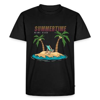 Vacances d’été à Miami Beach - T-shirt Premium bio Homme - noir - Devant - Nico (187cm)