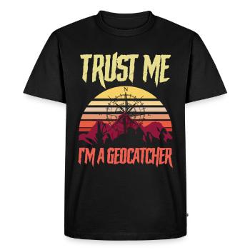 Geocache Les amateurs de géocaching | Fais-moi confiance - T-shirt Premium bio Homme - noir - Devant - Nico (187cm)