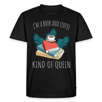 Coffee Time and Reading Time - Book Coffee - Men's Premium Organic T-Shirt - black - Front - Nico (187cm)