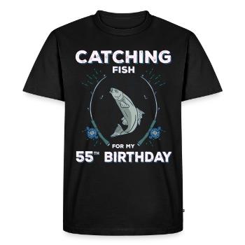 Fisherman's birthday 55 Fishing 55ter - Men's Premium Organic T-Shirt - black - Front - Nico (187cm)