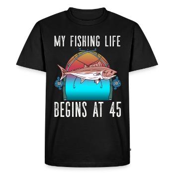 Fisherman's birthday 45 Fishing 45th angler - Men's Premium Organic T-Shirt - black - Front - Nico (187cm)