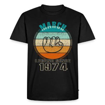 Anniversaire mars 1974 né en mars 1974 - T-shirt Premium bio Homme - noir - Devant - Nico (187cm)