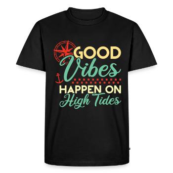 Good Vibes High Tides Boot Saying - Men's Premium Organic T-Shirt - black - Front - Nico (187cm)